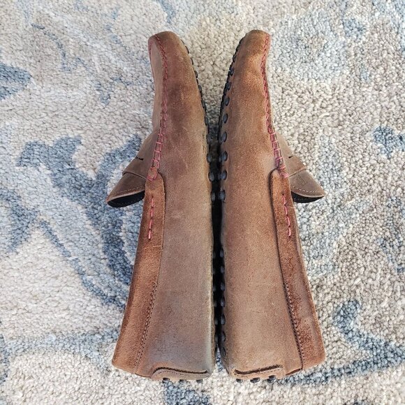 Tod's Men's Brown Leather Gommino Driving Penny Loafers Red Stitching UK10 US11 - Picture 4 of 11